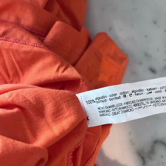 New Zara Open Back Dress Orange 0085/337 Dolman Sleeve Cotton Large NWT - Picture 8 of 8